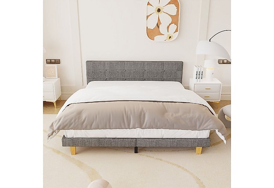 oyajia Polsterbett Bettrahmen Doppelbett, Bettrahmen mit Kopfteil und Latte günstig online kaufen