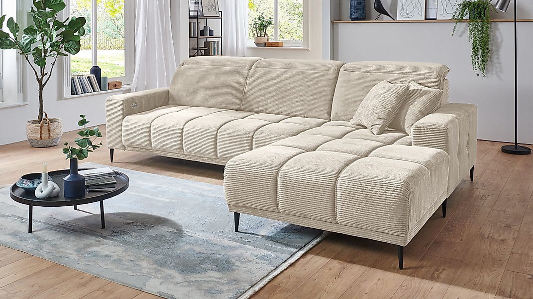 Massivart® Ecksofa MARISOL Cord grau, beige, günstig online kaufen