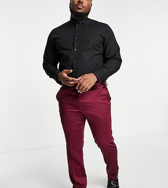 Twisted Tailor – Draco Plus – Eng geschnittene Anzughose in Burgunderrot günstig online kaufen