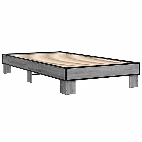 vidaXL Bettgestell Grau Sonoma 100x200 cm Holzwerkstoff und Metall 845870 günstig online kaufen