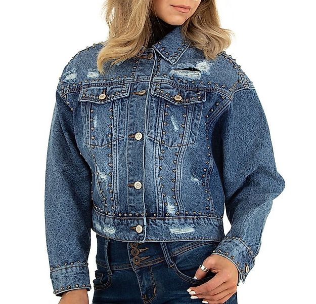 Ital-Design Jeansjacke Damen Freizeit (78128458) Nieten Jeansjacke in Blau günstig online kaufen