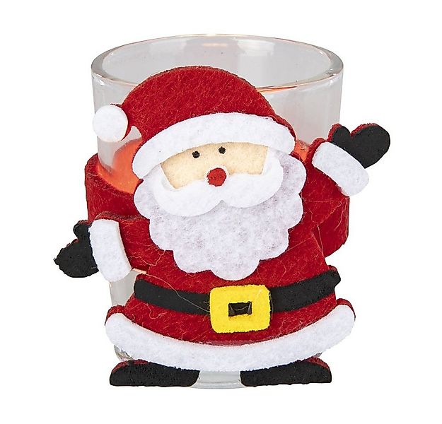 MICA Windlicht Teelichtglas - Weihnachtsmann - rot/weiß/klar - ca. 4 x 6 cm günstig online kaufen
