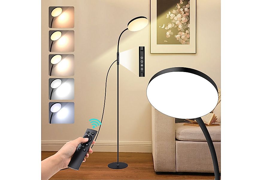 Jibenhome Stehlampe LED Stehleuchte Dimmbar, Leselampe mit Fernbedienung,10 günstig online kaufen