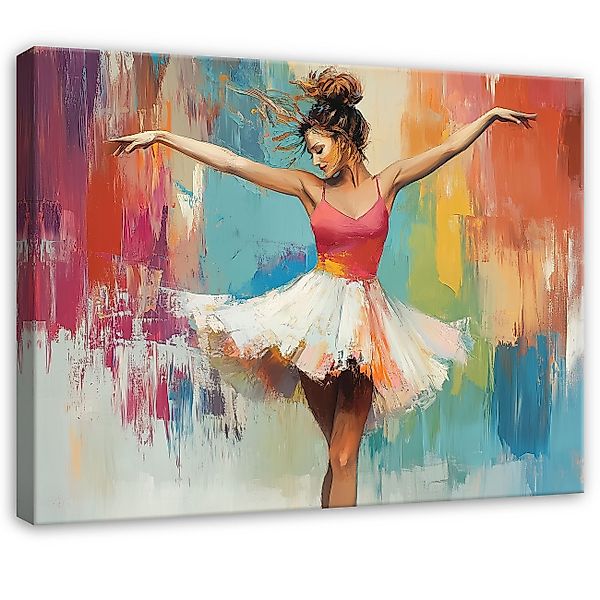 Wallarena Leinwandbild Frau Tanzen Bunt Kleid günstig online kaufen