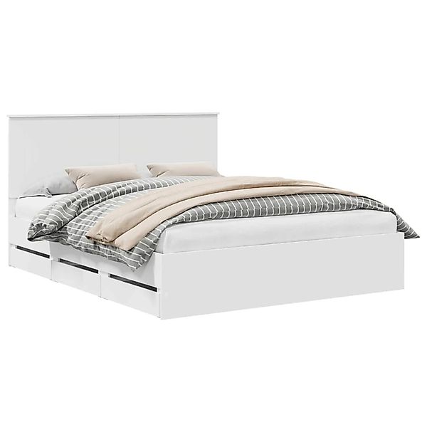 vidaXL Bettrahmen mit Schubladen Weiß 160 x 200 cm Ingenieurs Holz 3411096 günstig online kaufen