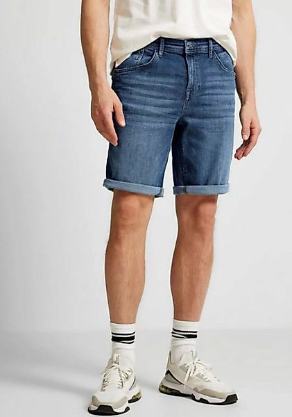 STREET ONE MEN Shorts mit Leder-Badge am Bund günstig online kaufen