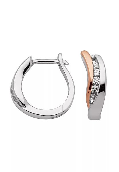 Adelia´s Paar Ohrhänger "925 Silber Ohrringe Creolen mit Zirkonia Ø 13,3 mm günstig online kaufen