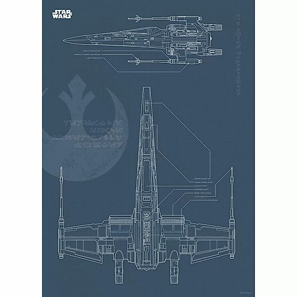 Komar Poster Star Wars Blueprint X-Wing Star Wars B/L: ca. 50x70 cm günstig online kaufen