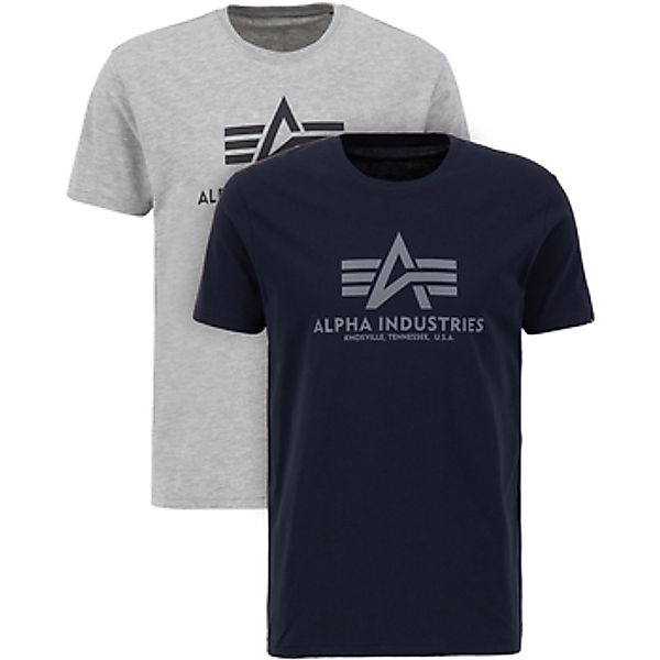 Alpha Industries  T-Shirts & Poloshirts Basic T-Shirt BL 2 Pack - grey.heat günstig online kaufen