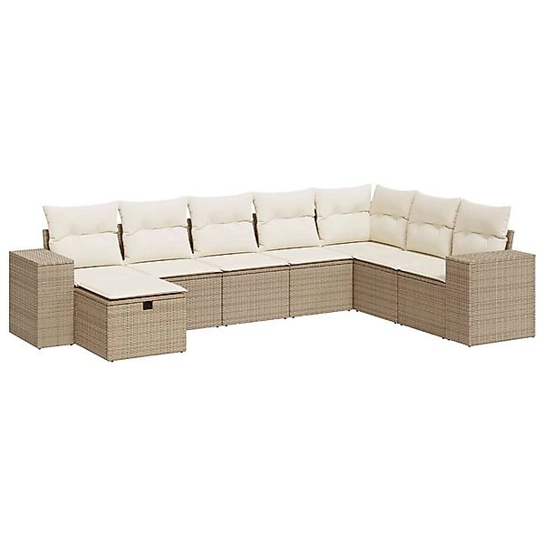 vidaXL 8-Tlg Garten-Sofagarnitur mit Kissen Beige Poly Rattan 3325734 günstig online kaufen