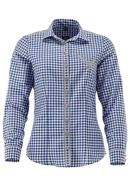 OS Trachten Trachtenbluse Brulup Tailliert, Haifischkragen, goldfarbene Knö günstig online kaufen