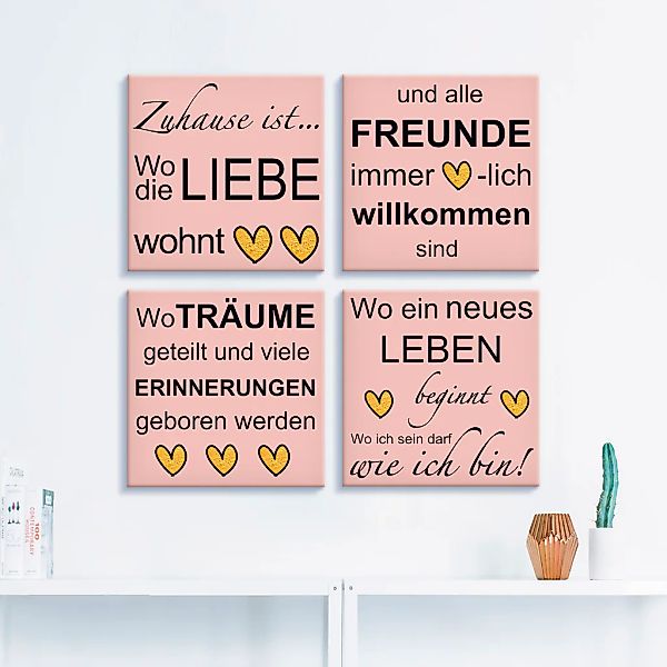Artland Leinwandbild »Wo die Liebe wohnt«, Sprüche & Texte, (4 St.), 4er Se günstig online kaufen