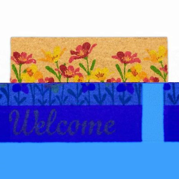 relaxdays Fußmatte Kokos Welcome Blumen mehrfarbig günstig online kaufen