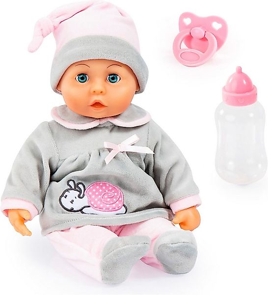 Bayer Babypuppe First Words Baby, 38 cm grau/rosa (3-tlg), mit Schlafaugen günstig online kaufen