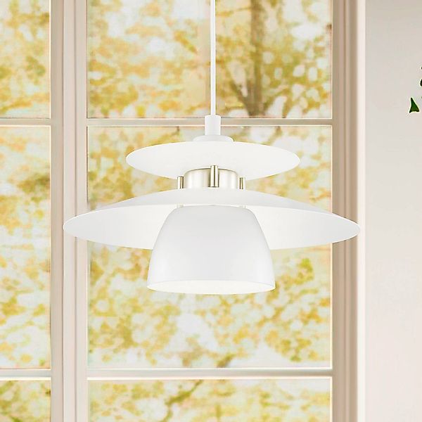 Hängeleuchte Brenda, weiß/nickel matt günstig online kaufen