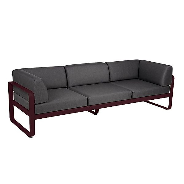 Bellevie 3-Sitzer Club Sofa Outdoor B9 Schwarzkirsche A3 Graphitgrau günstig online kaufen