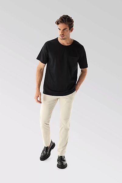 Oversize Jersey T-Shirt mit Brusttasche Schwarz günstig online kaufen