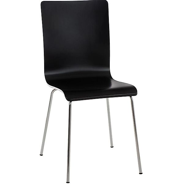 DELUKE Besucherstuhl PEPE 87x43x47cm Schwarz Holz Metall In Chromoptik Gest günstig online kaufen