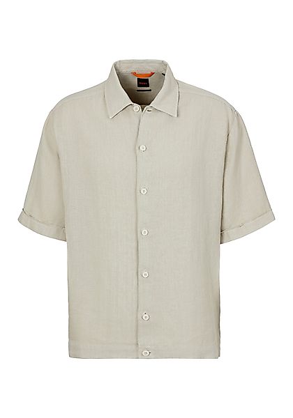 BOSS ORANGE Leinenhemd Lapoully_M mit Kontrastdetails günstig online kaufen