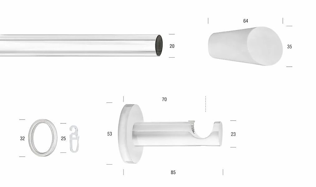 GARESA Gardinenstange "WHITE" Ø 20 mm 1 läufig-läufig Wunschmaßlänge Vorhan günstig online kaufen