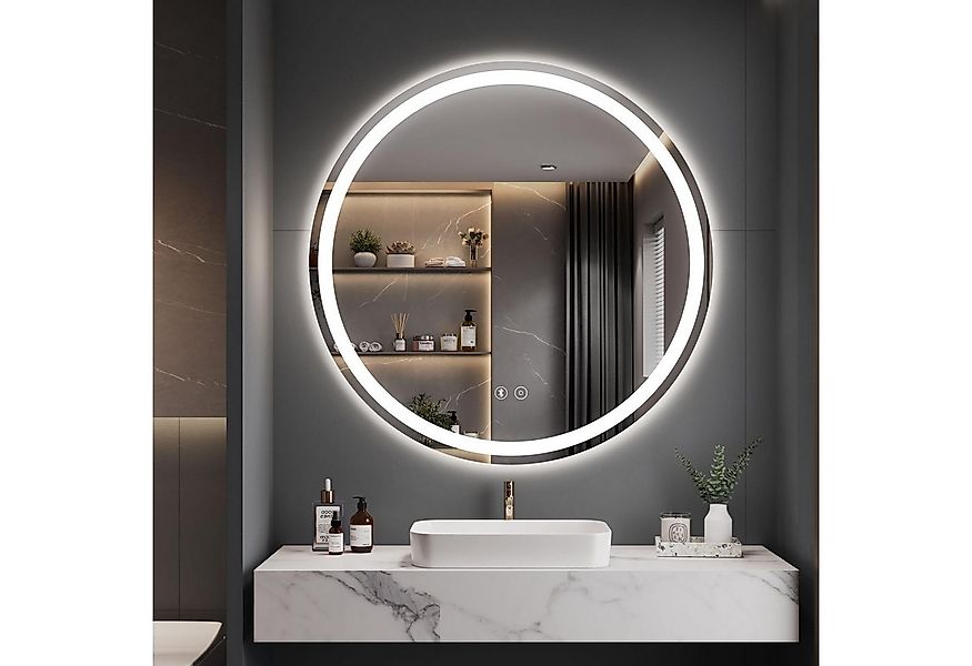 Dripex Badspiegel Rund Badezimmerspiegel LED mit UHR / Bluetooth-Lautsprech günstig online kaufen