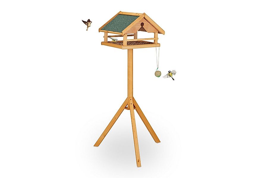 relaxdays Vogelhaus Vogelfutterhaus mit Ständer, orange günstig online kaufen