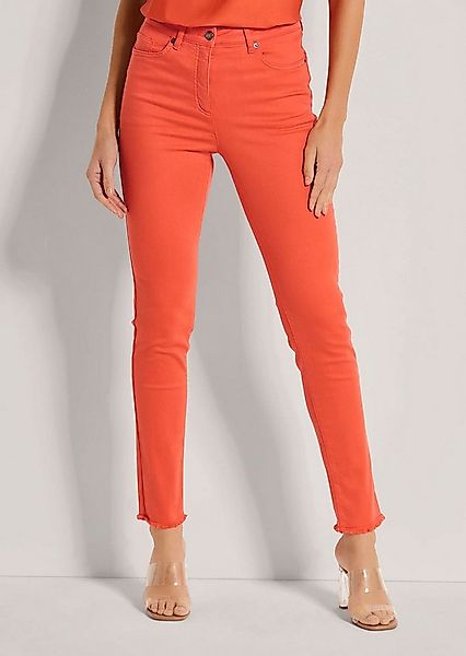 MADELEINE Gerade Jeans Mid Waist Skinny-Hose mit Fransen Fransenhose in sch günstig online kaufen