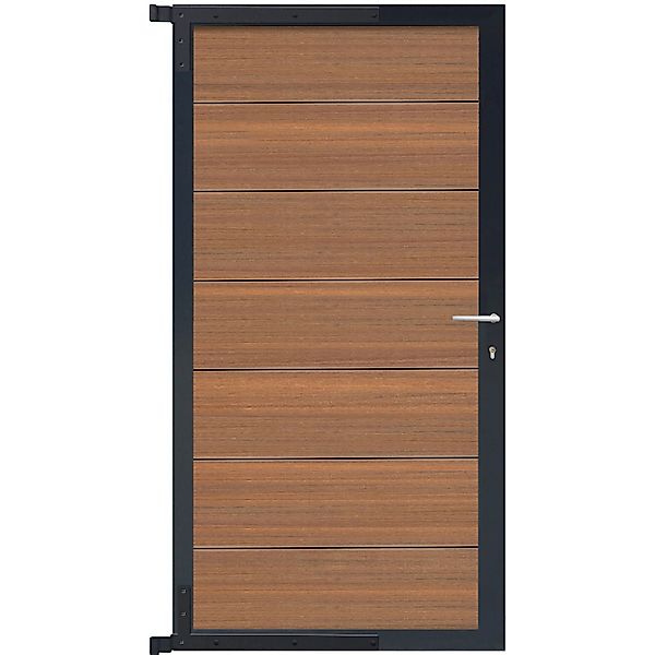 T&J Tor-Komplettset Tjörn 90 cm x 173 cm Füllung Mahagoni Rahmen Anthrazit günstig online kaufen