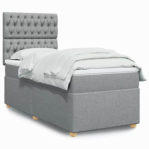 vidaXL Boxspringbett, Boxspringbett mit Matratze Hellgrau 80x200 cm Stoff günstig online kaufen