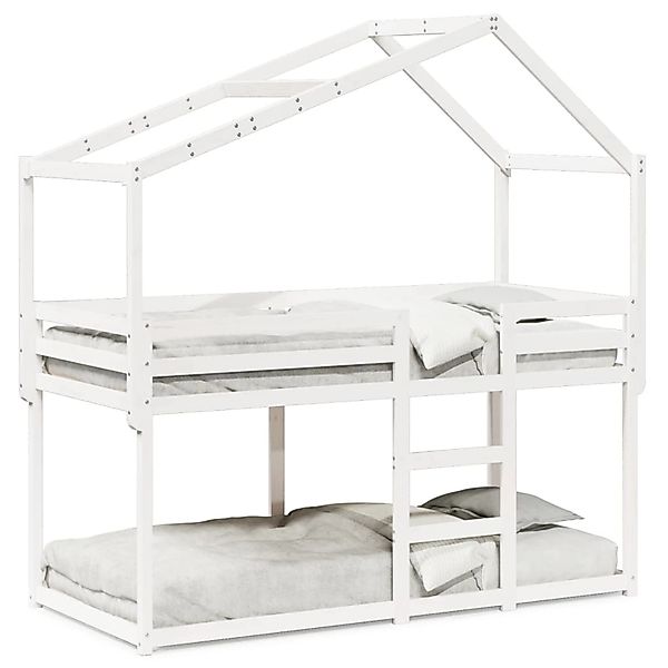 vidaXL Etagenbett mit Dach Weiß 90x200 cm Massivholz Kiefer2100929 günstig online kaufen