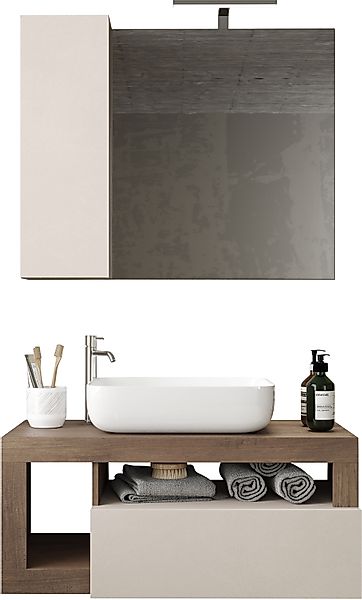 welltime Badmöbel-Set »Hamburg, Badezimmerset 2tlg. Breite 92 cm, Badmöbel, günstig online kaufen