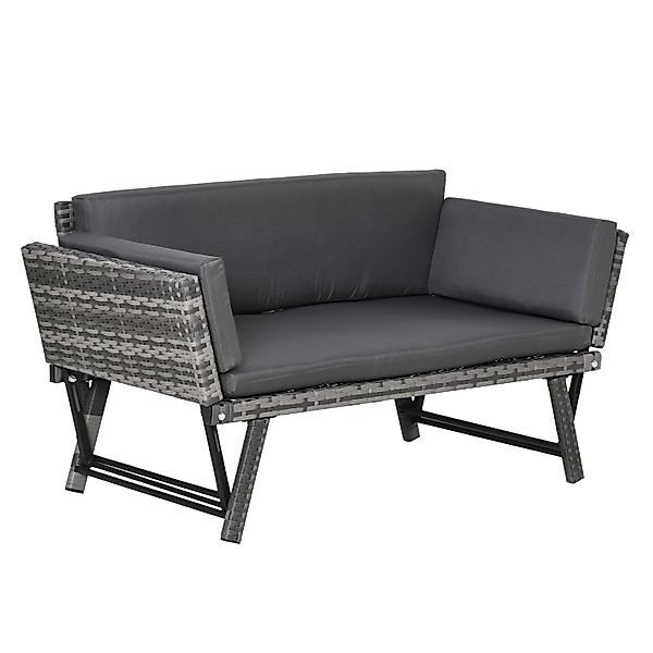Outsunny Rattansofa Stahl  PE-Rattan  Polyester 129L x 63B x 67H cm Grau günstig online kaufen