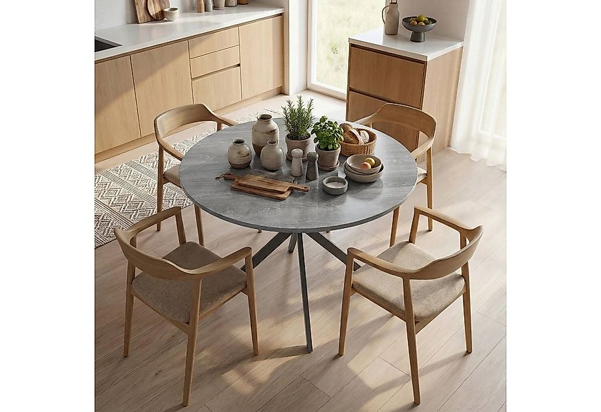 HOMCOM Esstisch (für Esszimmer, Küche, Wohnzimmer, 1-St., rund, 100 x 100 x günstig online kaufen