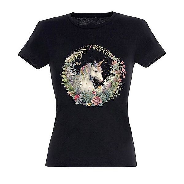 Banco T-Shirt Banco Unicorn T-Shirt mit Unicorn im Kranz Druck Damen Sommer günstig online kaufen
