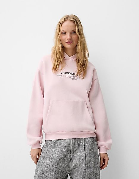 Bershka Hoodie Mit Print Damen Xs Rosa günstig online kaufen