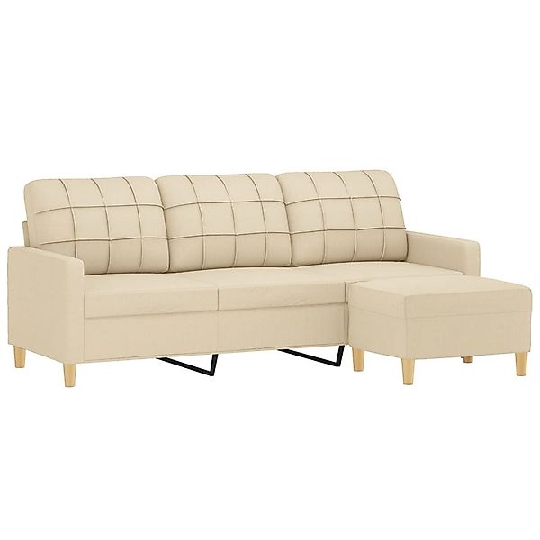 vidaXL Sofa 3-Sitzer-Sofa mit Hocker Creme günstig online kaufen