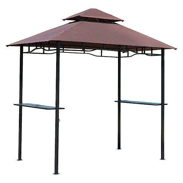 Outsunny Gartenpavillon café braun Stahl B/H/L: ca. 150x255x245 cm günstig online kaufen