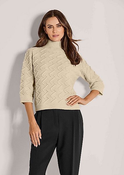 MADELEINE Strickpullover Eleganter Wollpullover mit Zick-Zack-Struktur Ripp günstig online kaufen