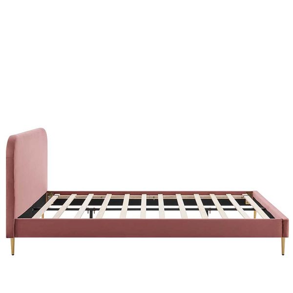 Stoffbett mit Samtbezug Rosa Gestell Goldfarben aus Metall günstig online kaufen