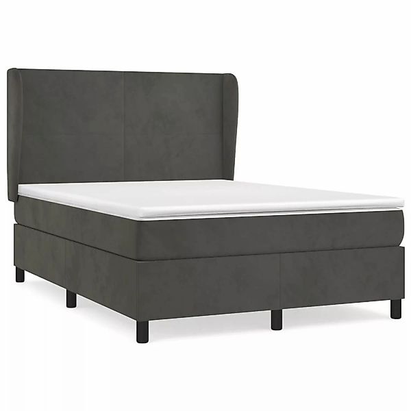 vidaXL Boxspringbett mit Matratze Dunkelgrau 140x190 cm Samt1399777 günstig online kaufen