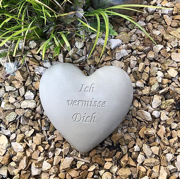 Radami Gartenfigur Grabherz Spruch "Ich vermisse Dich" 12cm, 580g günstig online kaufen