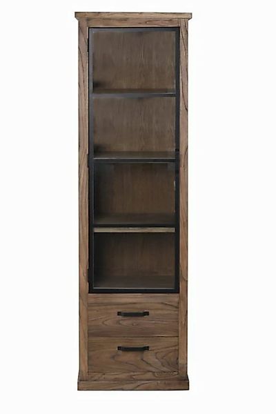 FURNARO Standvitrine Ulme massiv modern Landhaus komplett montiert 214x65x4 günstig online kaufen