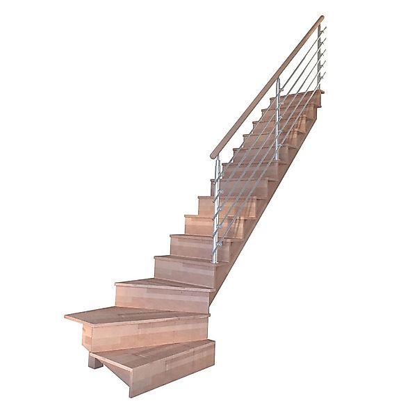 Treppe Lindos Pro Buche Gew. R 80 cm Setzstufen Design-Geländer-Edelstahl F günstig online kaufen