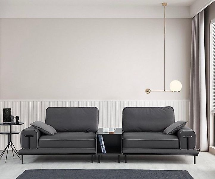 Xlmoebel 3-Sitzer Wohnzimmer-Sofa mit drei Sitzplätzen in grauem Stoffbezug günstig online kaufen