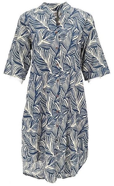 Guru-Shop Midikleid Boho Hemdkleid, lange Tunika - blau/beige alternative B günstig online kaufen