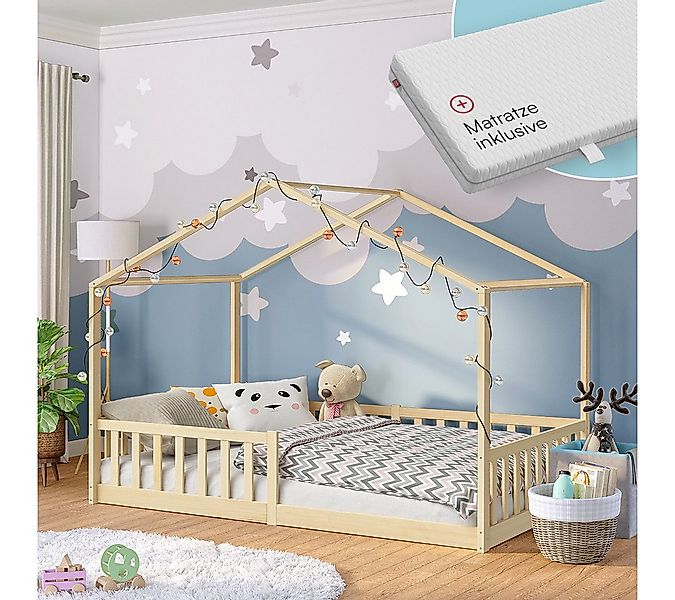 Bellabino Hausbett Bia mit Lattenrost (natur, mit Matratze), Bodenbett mit günstig online kaufen