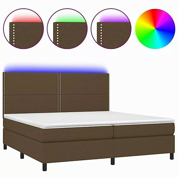 vidaXL Boxspringbett Boxspringbett mit Matratze LED Dunkelbraun 200x200 cm günstig online kaufen