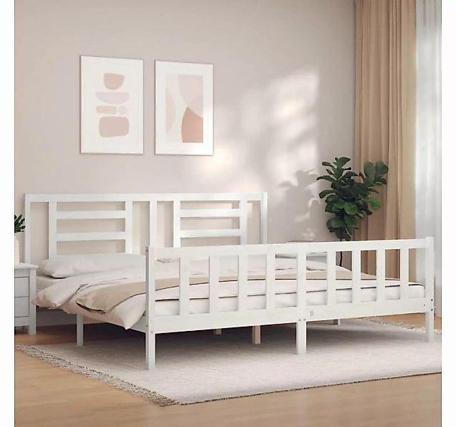 furnicato Bett Massivholzbett mit Kopfteil Weiß günstig online kaufen