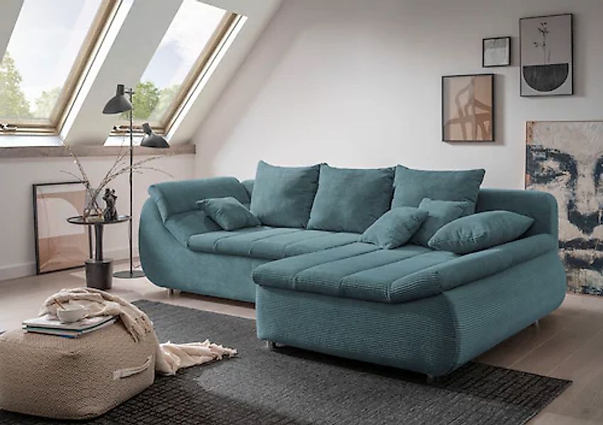 INOSIGN Ecksofa »Imola elegant und bequem, aktuelle Steppung im Sitz, L-For günstig online kaufen