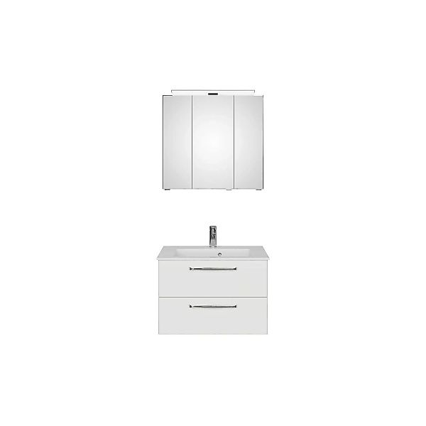 Badezimmer Waschplatz mit Mineralmarmor Waschbecken TRENTO-66 in weiß Glanz günstig online kaufen